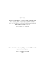 Let's talk: Investigating adult-child interactions within the home-literacy environment to better support children's developing oral language and early-literacy skills