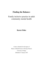 Finding the Balance: Family inclusive practice in adult community mental health