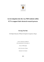 An investigation into the way PhD students utilise ICT to support their doctoral research process