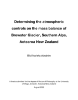 Determining the atmospheric controls on the mass balance of Brewster Glacier, Southern Alps, Aotearoa New Zealand