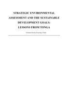 Strategic Environmental Assessment and the Sustainable Development Goals: Lessons from Tonga