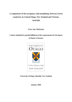 A comparison of site occupancy and morphology between Litoria raniformis in Central Otago, New Zealand and Victoria, Australia