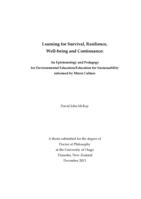 Learning for Survival, Resilience, Well-being and Continuance: An Epistemology and Pedagogy for Environmental Education/Education for Sustainability informed by Māori Culture