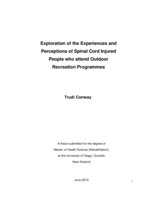 Exploration of the Experiences and Perceptions of Spinal Cord Injured People who attend Outdoor Recreation Programmes