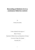 Reseeding of Haliotis iris in a customary fisheries context