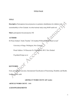 Participation-focused practices in paediatric rehabilitation for children with neurodisability in New Zealand: An observational study using MAPi audit tool