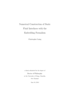 Numerical Construction of Static Fluid Interfaces with the Embedding Formalism