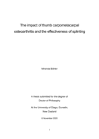 The impact of thumb carpometacarpal osteoarthritis and the effectiveness of splinting