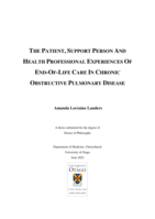 The patient, support person and health professional experiences of end-of-life care in chronic obstructive pulmonary disease