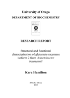 Structural and functional characterisation of glutamate racemase isoform 2 from Acinetobacter baumannii