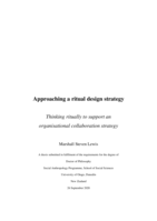 Approaching a ritual design strategy: Thinking ritually to support an organisational collaboration strategy