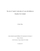 The role of “snacks” in the diets of 5-year old children in Dunedin, New Zealand