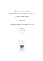 Regulating Artificial Intelligence: A Critical Analysis of Technology Law’s Gordian Knot in the New Zealand Context