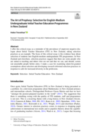 The Art of Prophesy: Selection for English-Medium Undergraduate Initial Teacher Education Programmes in New Zealand