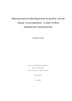 Pharmaceutical solid dispersions formed by solvent change co-precipitation : a study of their manufacture and properties