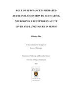 Role of substance P-mediated acute inflammation by activating neurokinin 1 receptor in acute liver and lung injury in sepsis