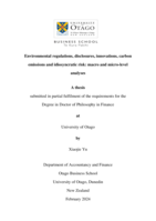 Environmental regulations, disclosures, innovations, carbon emissions and idiosyncratic risk: macro and micro-level analyses