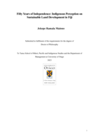Fifty years of independence: Indigenous perception on sustainable land development in Fiji