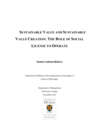 Sustainable value and sustainable value creation: The role of social license to operate