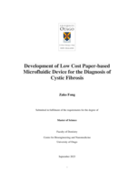 Development of Low Cost Paper-based Microfluidic Device for the Diagnosis of Cystic Fibrosis