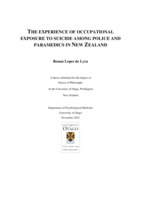 The experience of occupational exposure to suicide among police and paramedics in New Zealand