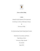 Essays on short selling