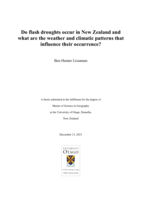 Do flash droughts occur in New Zealand and what are the weather and climatic patterns that influence their occurrence?