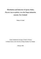 Distribution and behaviour of sperm whales, Physeter macrocephalus, over the Otago submarine canyons, New Zealand