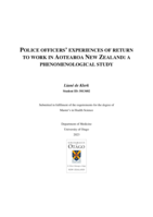 Police officers' experiences of return to work in Aotearoa New Zealand: A Phenomenological study