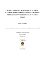 Rural community resilience to natural hazards: how hazard management planning meets grassroots resilience in coastal Otago