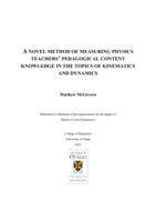 A novel method of measuring physics teachers' pedagogical content knowledge in the topics of kinematics and dynamics