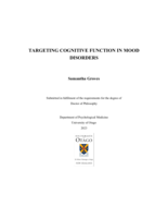 Targeting cognitive function in mood disorders