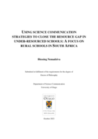 Using science communication strategies to close the resource gap in under-resourced schools: A focus on rural schools in South Africa