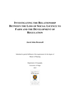 Investigating The Relationship Between The Loss Of Social Licence To Farm And The Development Of Regulation