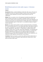 Rehabilitation protocols after ankle surgery: A literature review