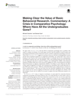 Making Clear the Value of Basic Behavioral Research. Commentary: A Crisis in Comparative Psychology: Where Have All the Undergraduates Gone?