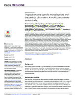 Tropical cyclone-specific mortality risks and the periods of concern: A multicountry time-series study
