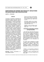 Questioning Sex/Gender And Sexuality: Reflections On Recruitment And Stratification