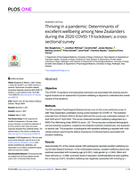 Thriving in a pandemic: Determinants of excellent wellbeing among New Zealanders during the 2020 COVID-19 lockdown; a cross-sectional survey