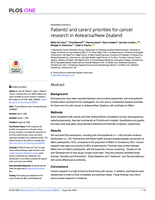 Patients' and carers' priorities for cancer research in Aotearoa/New Zealand