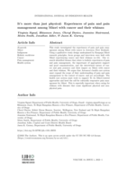 It's more than just physical: Experiences of pain and pain management among Māori with cancer and their whānau