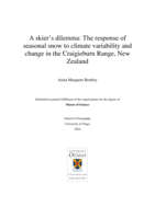 A skier’s dilemma: The response of  seasonal snow to climate variability and  change in the Craigieburn Range, New  Zealand