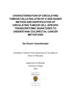 Characterisation of circulating tumour cells isolated by a size-based method and identification of circulating tumour cell-specific transcriptomic signatures to understand colorectal cancer metastasis