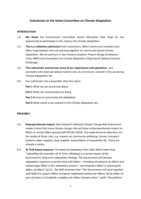 Submission to Select Committee on Climate Change Adaptation