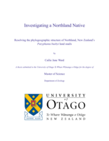 Investigating a Northland Native - Resolving the phylogeographic structure of Northland, New Zealand’s Paryphanta busbyi land snails