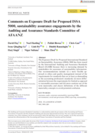 Comments on Exposure Draft for Proposed ISSA 5000, sustainability assurance engagements by the Auditing and Assurance Standards Committee of AFAANZ