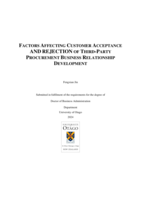 Factors affecting customer acceptance and rejection of third-part procurement business relationship development