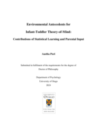 Environmental antecedents for infant-toddler theory-of-mind: contributions of statistical learning and parental input