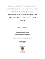Medical students’ initial experiences of the dissection room and interaction with body donors: Exploring professional identity formation, the influence of culture and cultural safety