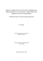 Kelp as a trophic resource for the New Zealand green-lipped mussel (Perna canaliculus) within Otago coast temperate rocky reef communities: Traditional and novel stable isotope approaches